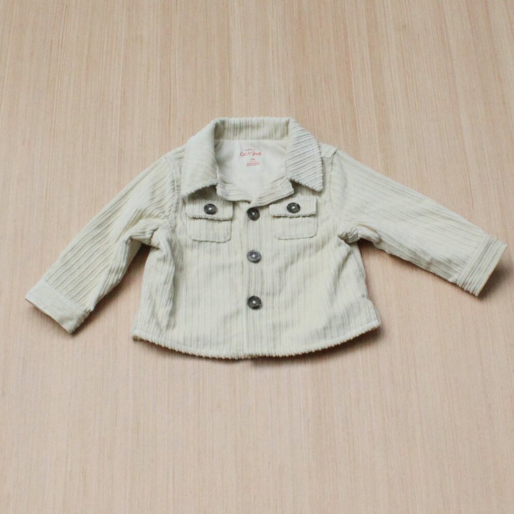 Cat & Jack Toddler Corduroy Shirt-Jacket 12M Cream Button-Up Long Sleeve